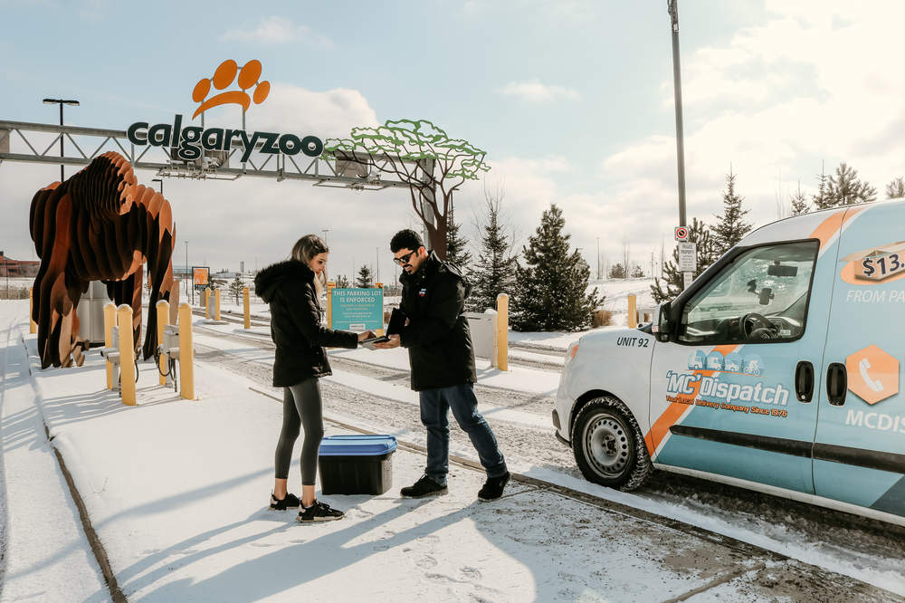Our company van making a same-day courier delivery to Calgary Zoo